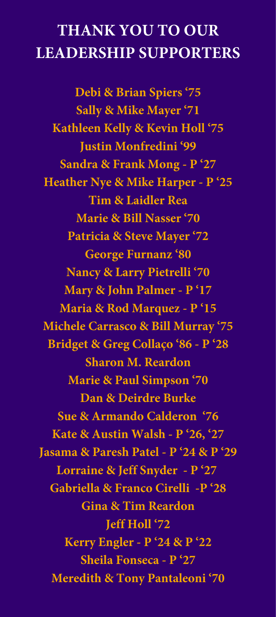 Thank you to our generous supporters.